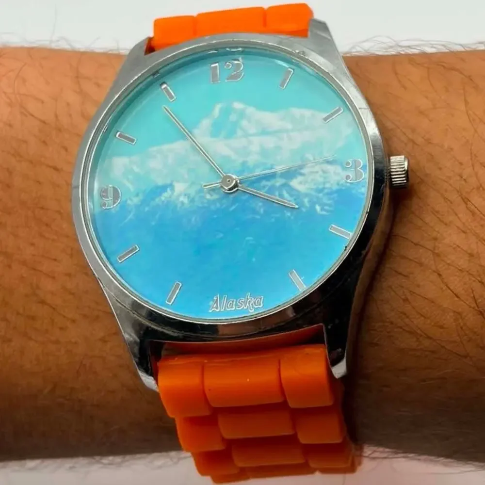 Silver & Orange Alaska Men's Watch